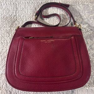 MARC JACOBS Empire City Crossbody Bag Burgundy Pebble Leather Large